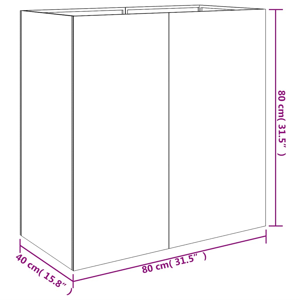 Planter 40x80x80 cm Corten Steel
