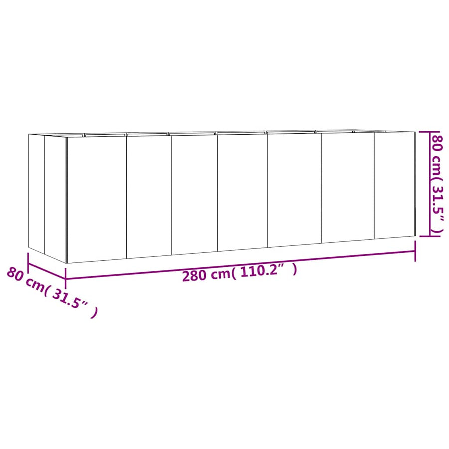 Garden Raised Bed 280x80x80 cm Corten Steel