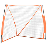 Portable Baseball Net Orange and Black 183x182x183cm Steel and Polyester - Front View