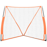 Portable Baseball Net Orange and Black 183x182x183cm Steel and Polyester - Side View