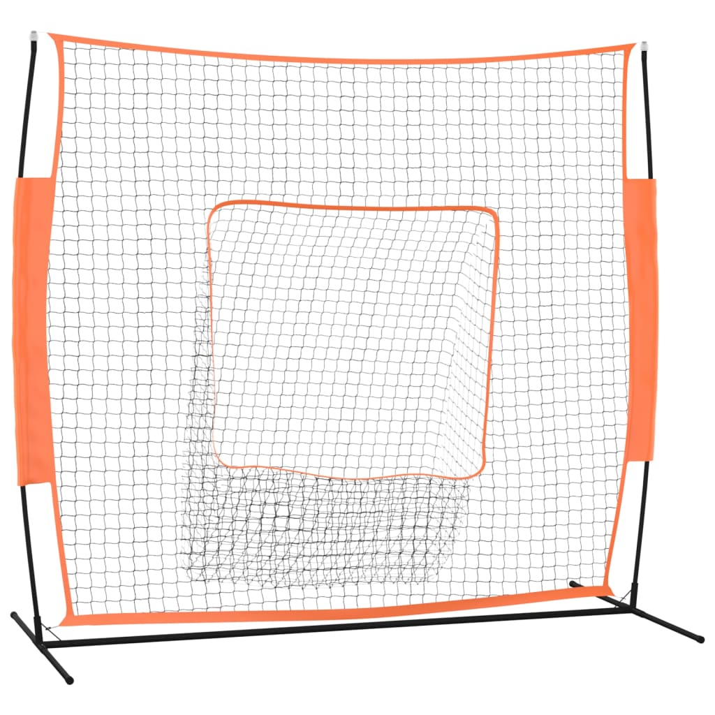 Portable Baseball Net Orange and Black 219x107x212 cm Steel and Polyester