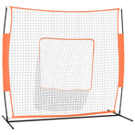 Portable Baseball Net Orange&Black 219x107x212 cm Steel&Polyester