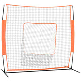 Portable Baseball Net Orange and Black 219x107x212 cm Steel and Polyester - Front View