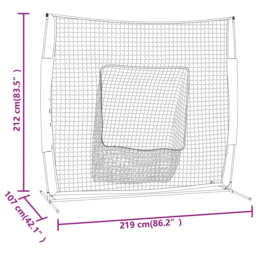 Portable Baseball Net Orange&Black 219x107x212 cm Steel&Polyester