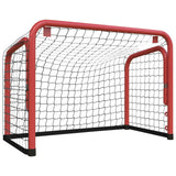 Hockey Goal with Net Red and Black 68x32x47 cm Steel and Polyester - Front View