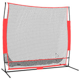 Portable Baseball Net Black and Red 215x107x216 cm Polyester - Front View