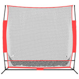 Portable Baseball Net Black and Red 215x107x216 cm Polyester - Side View