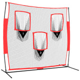 Portable Baseball Net Black and Red 183x105x183 cm Polyester - Front View