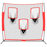 Portable Baseball Net Black and Red 183x105x183 cm Polyester - Side View