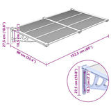 Door Canopy Grey and Transparent 152.5x90 cm Polycarbonate - Rear View