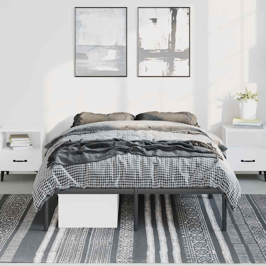 Metal Bed Frame without Mattress Black 135x190 cm