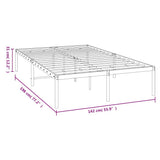 Metal Bed Frame without Mattress Black 135x190 cm