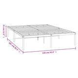 Metal Bed Frame without Mattress Black 150x200 cm