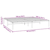 Metal Bed Frame without Mattress Black 183x203 cm King
