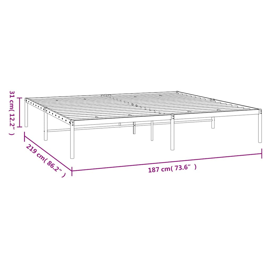 Metal Bed Frame without Mattress Black 183x213 cm