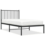 Metal Bed Frame without Mattress with Headboard Black 90x190 cm - Front View