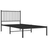 Metal Bed Frame without Mattress with Headboard Black 90x190 cm