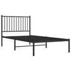 Metal Bed Frame without Mattress with Headboard Black 90x190 cm