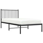 Metal Bed Frame without Mattress with Headboard Black 90x190 cm