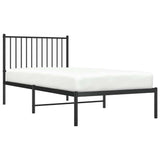 Metal Bed Frame without Mattress with Headboard Black 90x190 cm - Top-Down View