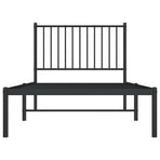 Metal Bed Frame without Mattress with Headboard Black 90x190 cm