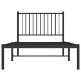 Metal Bed Frame without Mattress with Headboard Black 90x190 cm - 45-Degree Angle