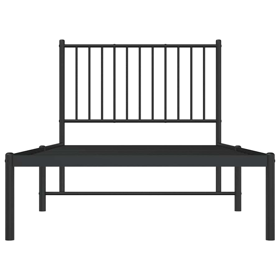 Metal Bed Frame without Mattress with Headboard Black 90x190 cm