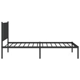 Metal Bed Frame without Mattress with Headboard Black 90x190 cm - Rear View