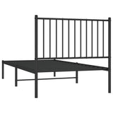 Metal Bed Frame without Mattress with Headboard Black 90x190 cm - Close-Up Angle