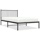 Metal Bed Frame without Mattress with Headboard Black 107x203 cm King Single - Front View