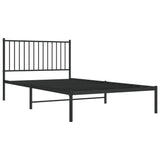 Metal Bed Frame without Mattress with Headboard Black 107x203 cm King Single - Side View