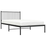 Metal Bed Frame without Mattress with Headboard Black 107x203 cm King Single - Top-Down View