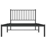 Metal Bed Frame without Mattress with Headboard Black 107x203 cm King Single - 45-Degree Angle