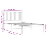 Metal Bed Frame without Mattress with Headboard Black 107x203 cm King Single - Extra Image