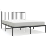 Metal Bed Frame without Mattress with Headboard Black 135x190 cm