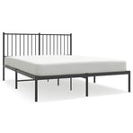 Metal Bed Frame without Mattress with Headboard Black 135x190 cm
