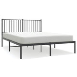 Metal Bed Frame without Mattress with Headboard Black 135x190 cm - Front View