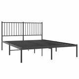 Metal Bed Frame without Mattress with Headboard Black 135x190 cm - Side View