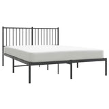 Metal Bed Frame without Mattress with Headboard Black 135x190 cm - 45-Degree Angle
