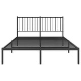 Metal Bed Frame without Mattress with Headboard Black 135x190 cm