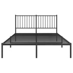 Metal Bed Frame without Mattress with Headboard Black 135x190 cm