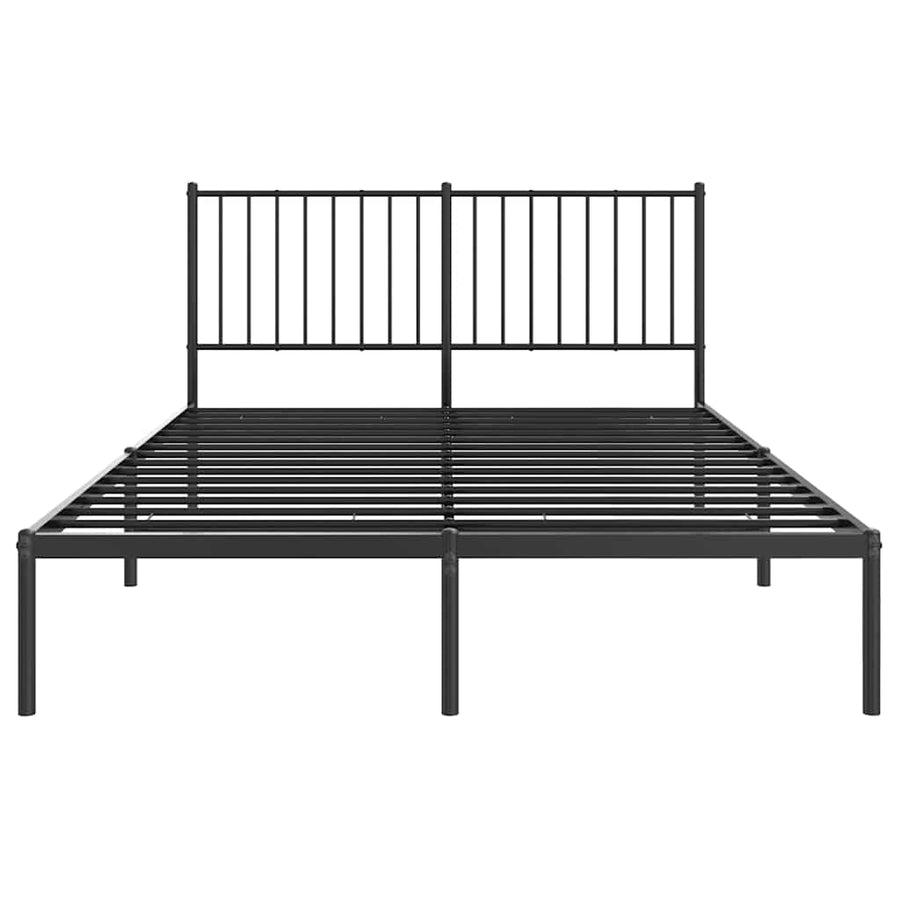 Metal Bed Frame without Mattress with Headboard Black 135x190 cm