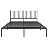 Metal Bed Frame without Mattress with Headboard Black 150x200 cm