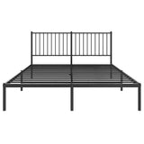 Metal Bed Frame without Mattress with Headboard Black 150x200 cm - Rear View