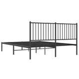 Metal Bed Frame without Mattress with Headboard Black 150x200 cm