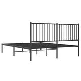 Metal Bed Frame without Mattress with Headboard Black 150x200 cm - Low Angle