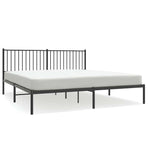 Metal Bed Frame without Mattress with Headboard Black 183x203 cm King