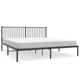 Metal Bed Frame without Mattress with Headboard Black 183x203 cm King - Front View