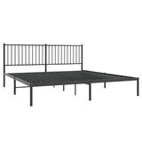 Metal Bed Frame without Mattress with Headboard Black 183x203 cm King