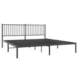 Metal Bed Frame without Mattress with Headboard Black 183x203 cm King - Side View